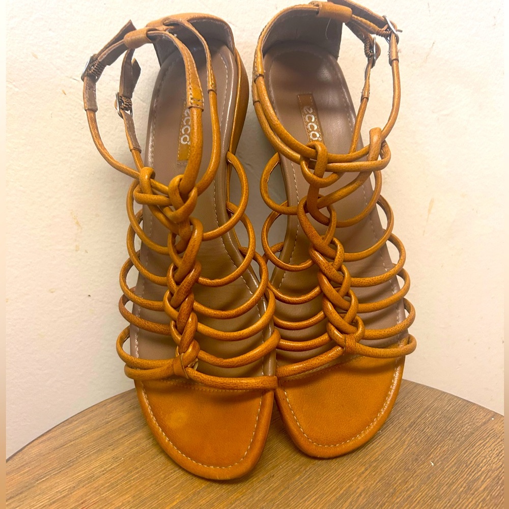 Women's 9 9.5 sz 40 ECCOLuxe Sandals Powder Beige Nappa Leather Fisherman